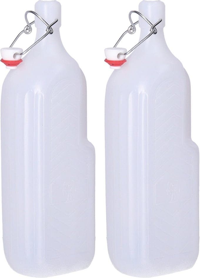 CM beugelfles/weckfles - 2x - wit - kunststof - 1,5 liter - Waterfles - Met handvat - Grote container