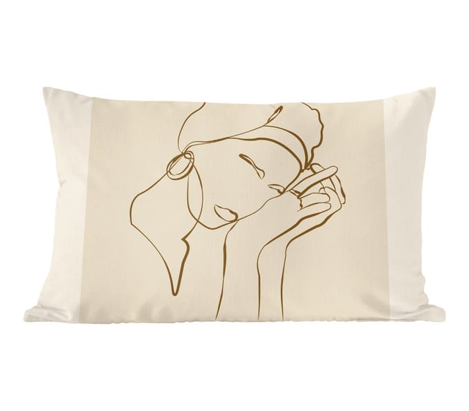 Sierkussens - Kussentjes Woonkamer - 60x40 cm - Vrouw - Line art - Quotes - Tekst