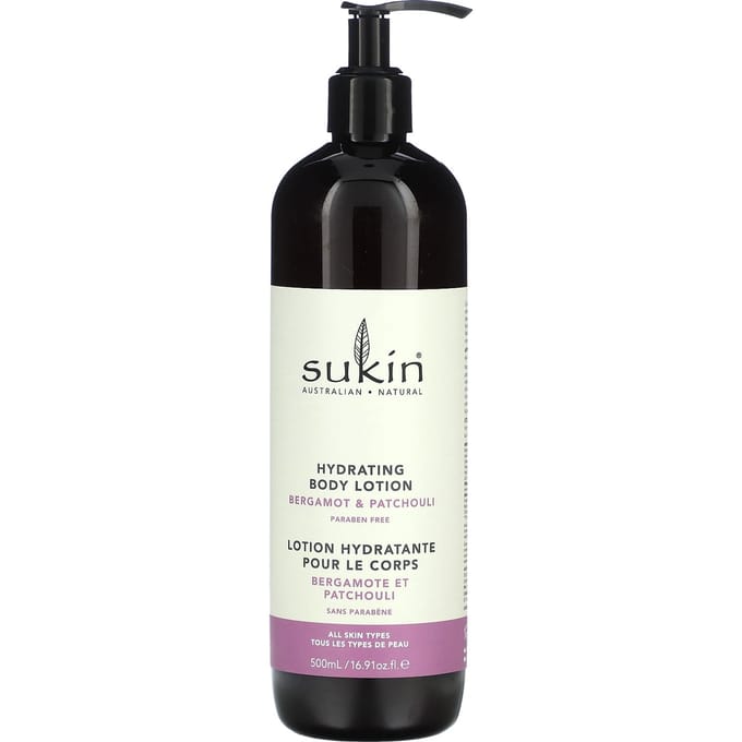 Sukin, Lotion Hydratante pour le Corps, Bergamote & Patchouli, 16,9 fl oz (500ml) black