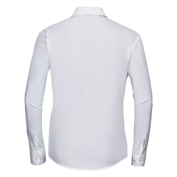 Russell Collection Dames/Dames Katoen Popeline Easy-Care Formeel Overhemd Met Lange Mouwen (Wit)