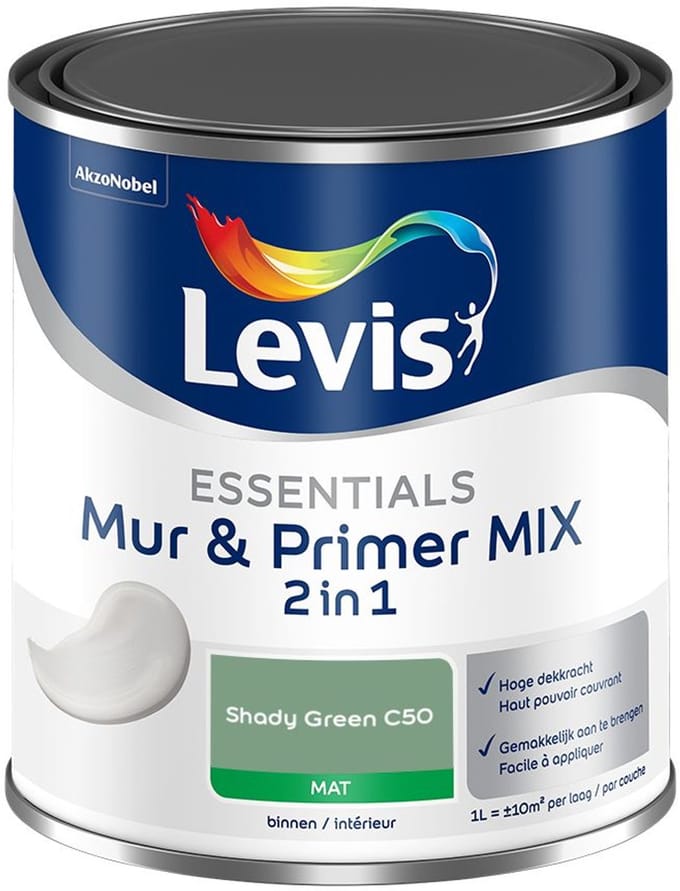 Levis - Essentials Mur & Primer Mix - Shady Green C50 - Mengverf - 1 L
