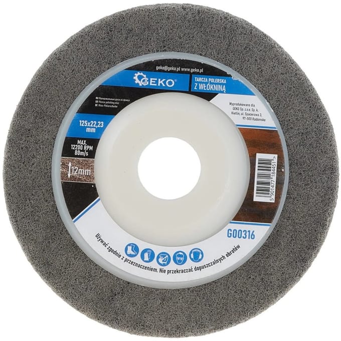 GEKO Fleece polijstschijf - 125 mm - Slijtvast en efficiënt - 5 stuks