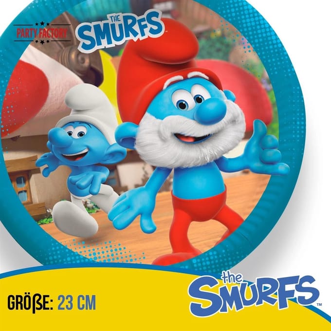 Kartonnen borden - De smurfen - 23cm - 10 Stuks