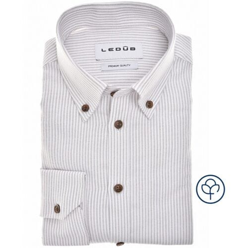 Ledûb Overhemd Slim Oxford Button-Down Vertical Stripe Licht Grijs / male