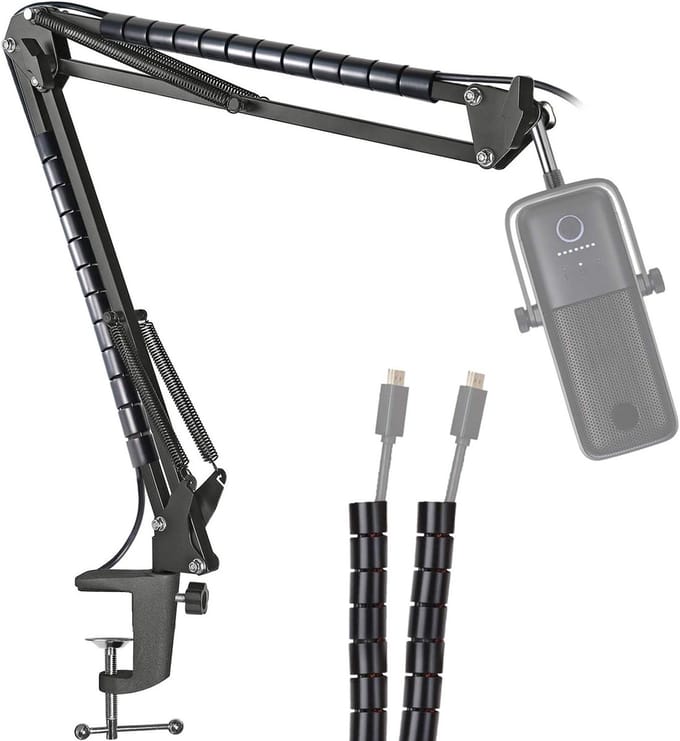 SnelShoppen - Microfoon Arm Statief met Klem voor Elgato Wave 1 - Boom Arm met Dubbele Hangbeugel - Robuuste Stalen Constructie - Ideaal voor Studio,