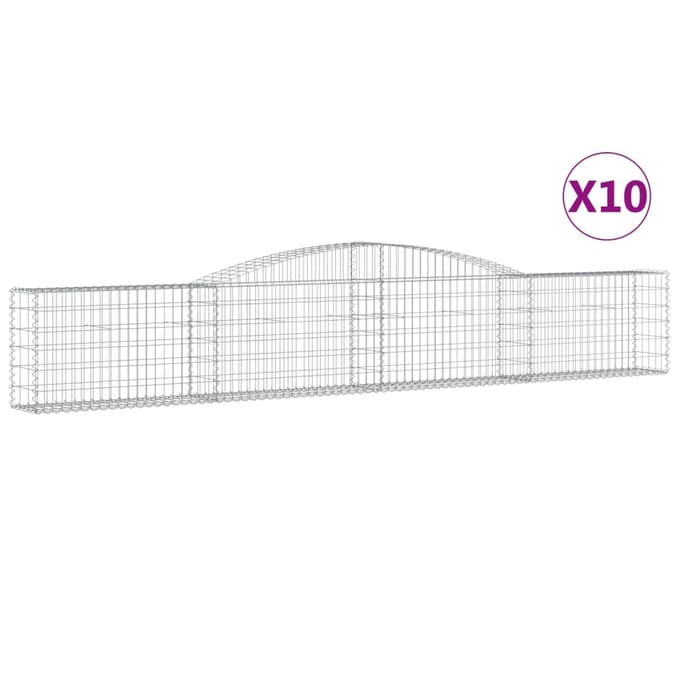 vidaXL - Schanskorven - 10 - st - gewelfd - 400x30x60/80 - cm - ijzer