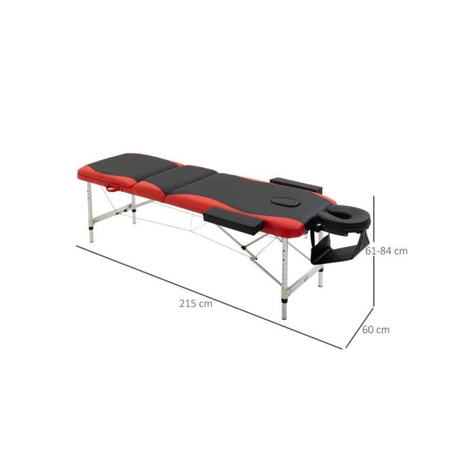 HOMCOM Lit de massage pliant réglable en hauteur avec appui-tête 215 x 60 x 61-84 cm