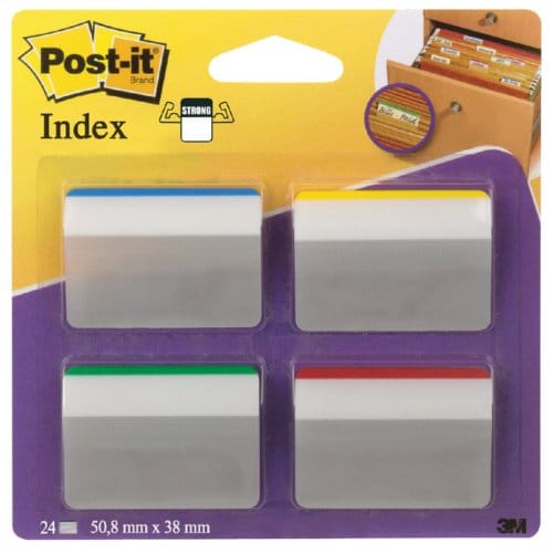 Indextabs post-it 686a1 38x50.8mm strong gebogen Assorti 24 tabs
