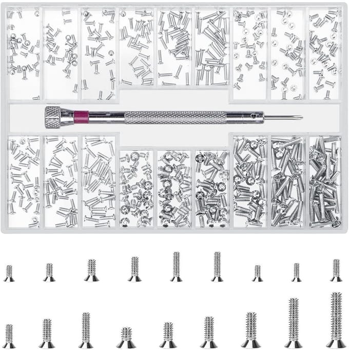 500 stuks Microschroeven Set M1.2 M1.4 M2 Reparatieschroeven voor Bril Horloge Laptop