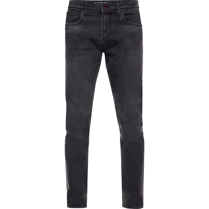 Antracietkleurige used jeansbroek "MELVIN" slim fit katoen-stretch