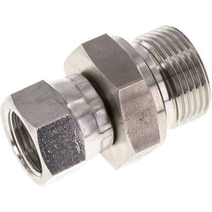 JIC  Verloopnippel UNF 3/4''-16'' Binnendraad X G3/4'' Buitendraad Verstelbaar RVS 250bar