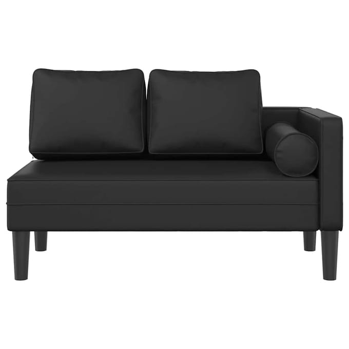 vidaXL - Chaise - longue - met - kussens - kunstleer - zwart