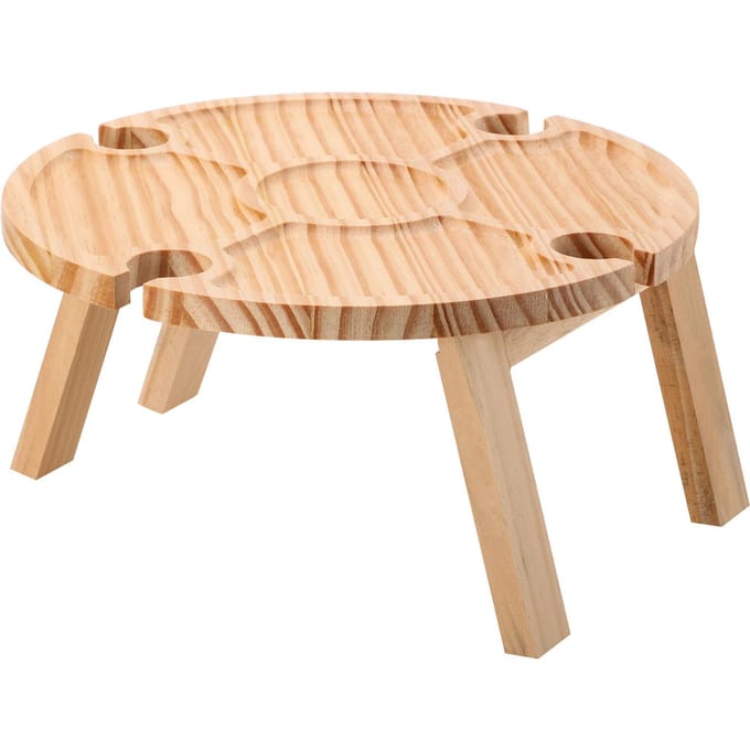Buiten Wijn Tafel Draagbare Opvouwbare Wijn Tafel Houten Wijnglazen Wijn Tafel Strand Wijn Tafel beige