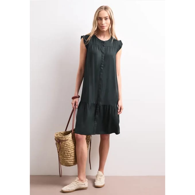 Knielange jurk met knoopsluiting