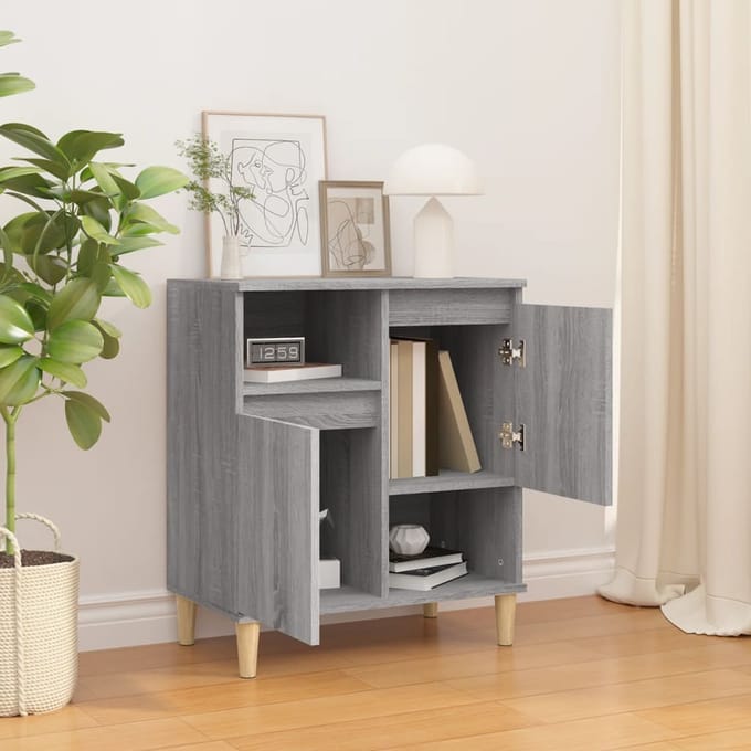 vidaXL - Dressoir - 60x35x70 - cm - bewerkt - hout - grijs - sonoma - eikenkleurig