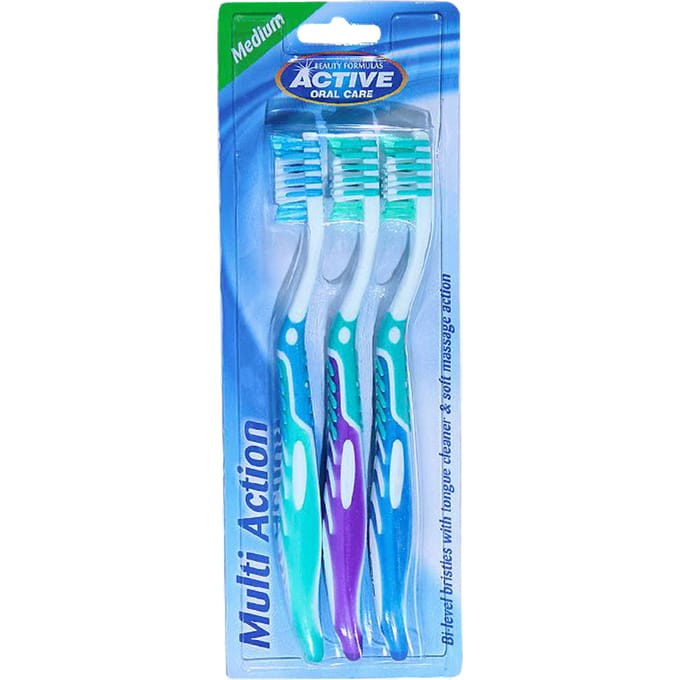 Active Oral Care Multi Action Toothbrushes Medium 3 st