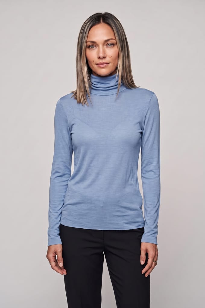 ARKET Malena Wool Rib Turtleneck Blue Taglia: L | Maglie a manica lunga Outlet | Donna | Blu