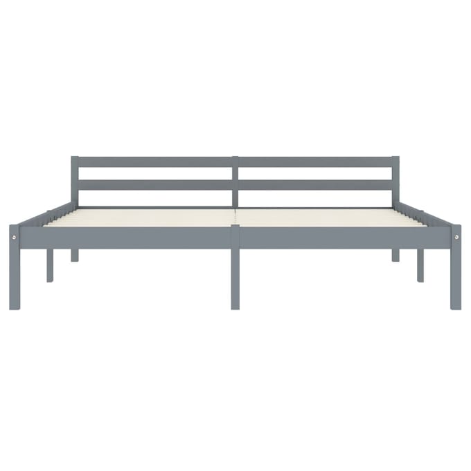 vidaXL - Bedframe - massief - grenenhout - grijs - 160x200 - cm