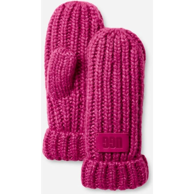 UGG® Chunky Mitten in Chroma Pink, Size OS, Knit/Polyester/Leather
