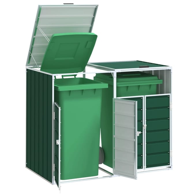 vidaXL - Containerberging - voor - 2 - containers - 144x81x113 - cm - staal - groen