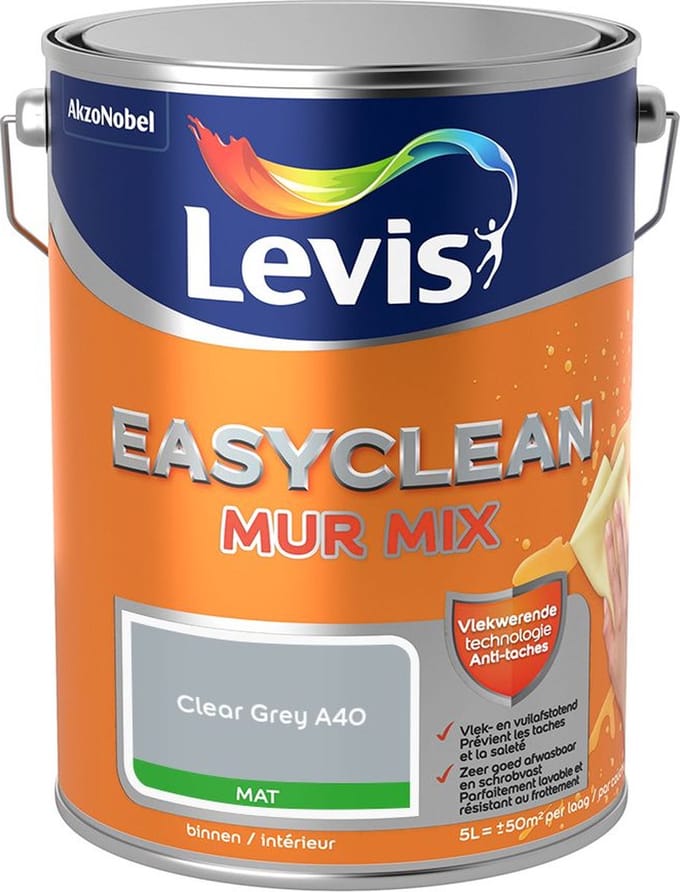 Levis - Easyclean Mur Mat Mix - Clear Grey A40 - Mengverf - 5 L