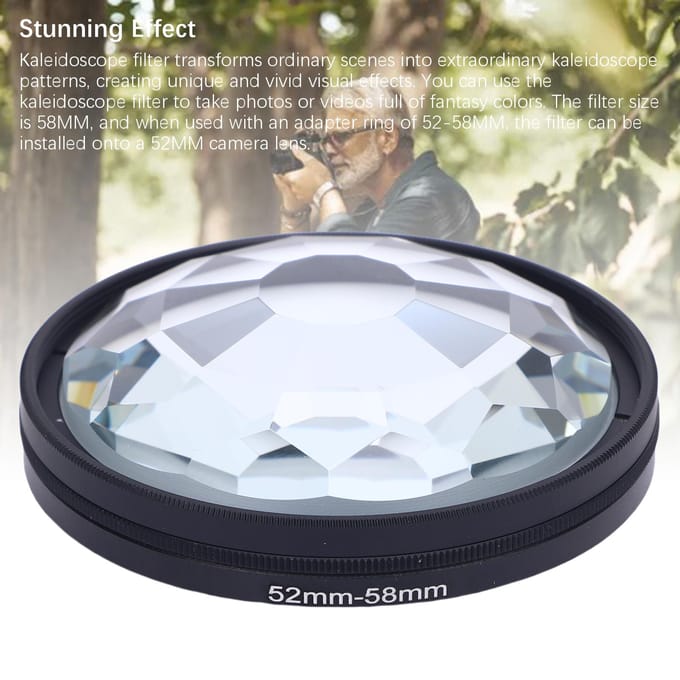58mm Kaleidoscoop Filter Speciale Effecten Camerafilter met 52MM-58MM Adapterring Compatibel met gray