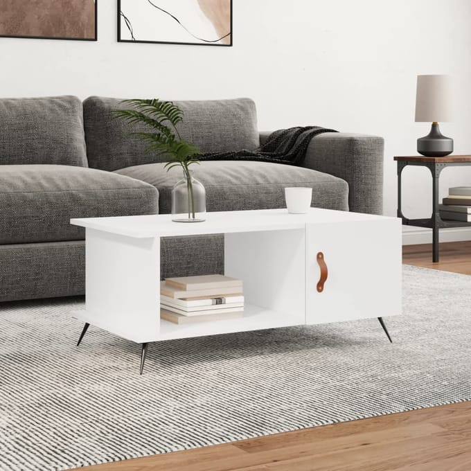 vidaXL - Salontafel - 90x50x40 - cm - bewerkt - hout - wit