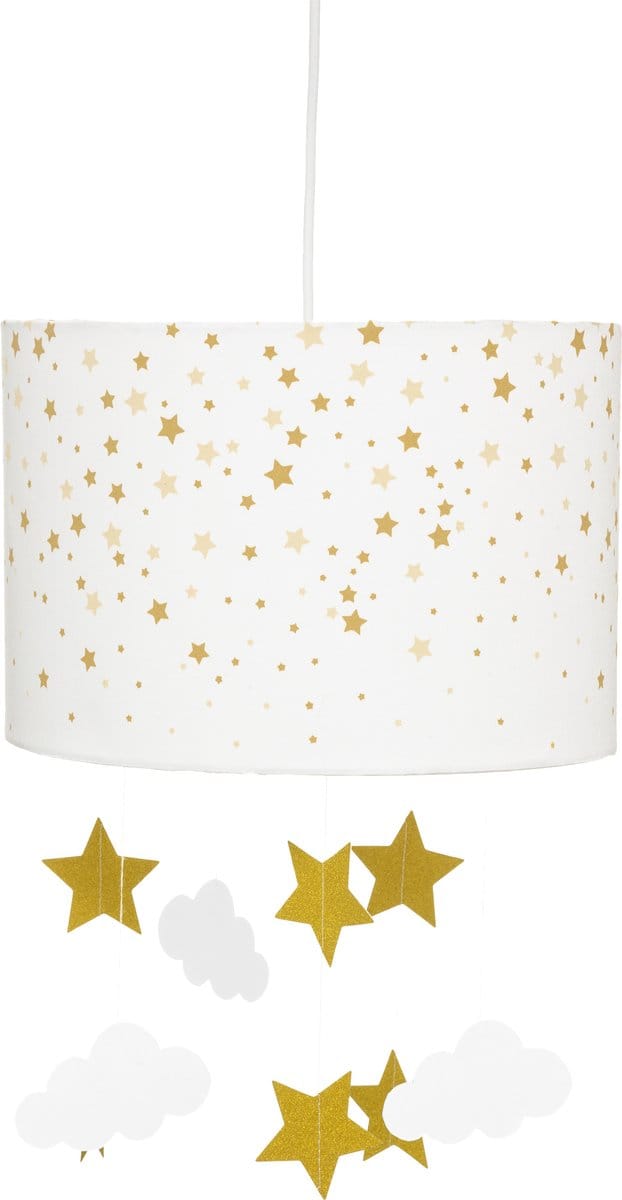 Hanglamp Met Wolken/Sterren - Wit - Oker - Kinderkamer