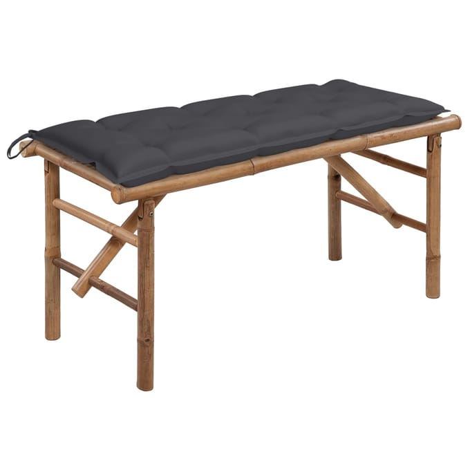 vidaXL - Tuinbank - inklapbaar - met - kussen - 118 - cm - bamboe
