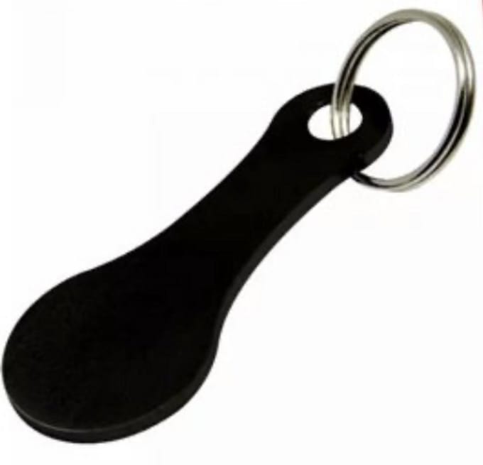 Winkelwagenmunt Sleutelhanger - Metaal - 1 stuk - Zwart