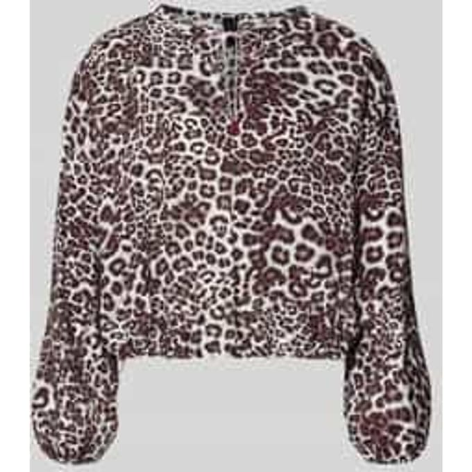 Regular fit blouse van viscosemix met all-over dierenprint