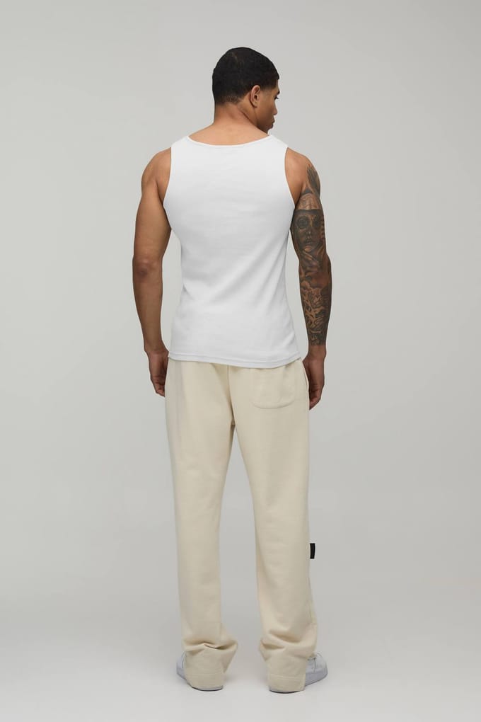 Essential Muscle Fit Ribbed Vest | White | Size XS