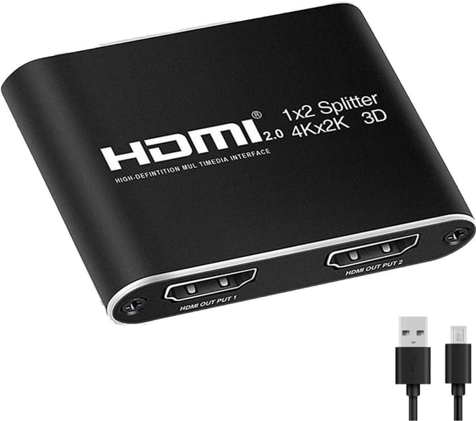 HDMI-splitter 1x2 voor 2 schermen 3D / 4K / 1080p