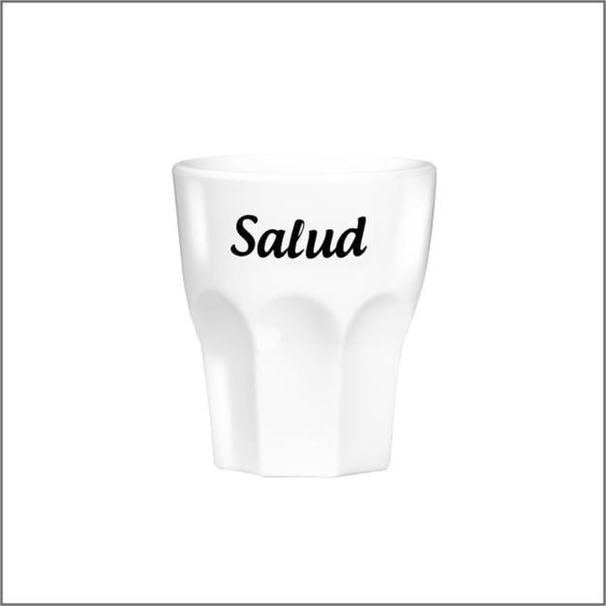 Premium Shotglaasjes - Onbreekbaar - Borrel Glaasjes - Wit - Met Tekst | SALUD