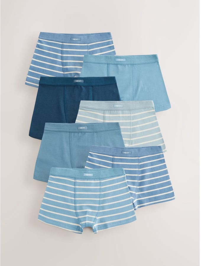 Next - Jongens - Set van 7 boxershorts met zachte tailleband - Blauw