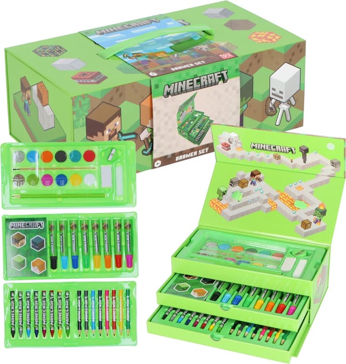 minecraft tekendoos - kleurpotloden - stiften - verf - creatief