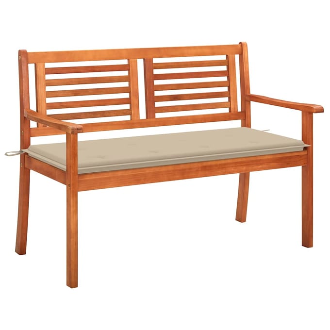 vidaXL - Tuinbank - 2-zits - met - kussen - 120 - cm - massief - eucalyptushout