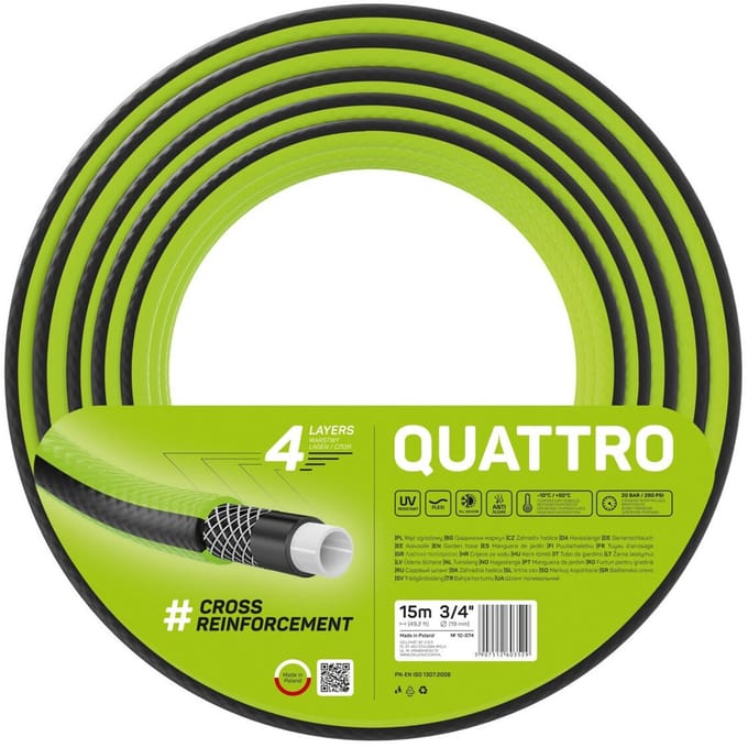Cellfast Quattro - Tuinslang 3/4'' 15m 4-laags kruislings gevlochten tuinslang