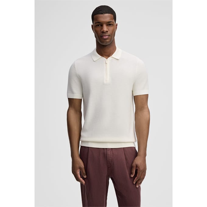 Robas-poloshirt met zijde, gebroken wit