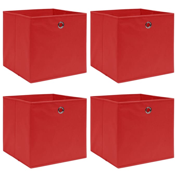 vidaXL - Opbergboxen - 4 - st - 32x32x32 - cm - stof - rood