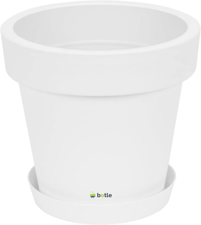 Witte Ronde Pot met Schotel Mat 40cm Kunststof