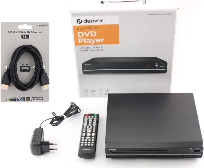 DVD Speler met HDMI aansluiting - HDMI Kabel meegeleverd - FULL HD - CD Speler - Coax / Scart / USB - Zwart