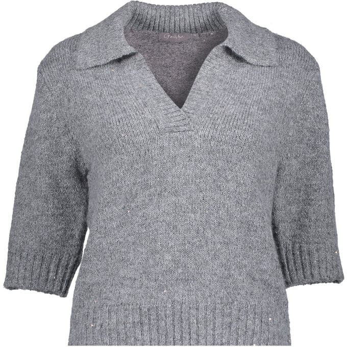 Geisha Pullover V-neck Lurex & Secq Grey/silver Taglia: S | Maglioni a maglia Outlet | Donna | Grigio