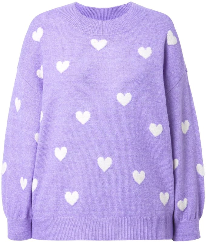 Studio Untold - Dames - Trui oversized shape hearts - Purper - Maat 54+