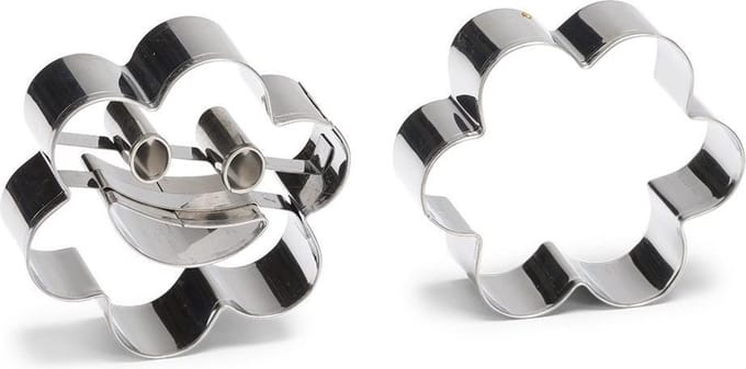 uitsteekvormen Bloem 6 cm RVS zilver 2-delig