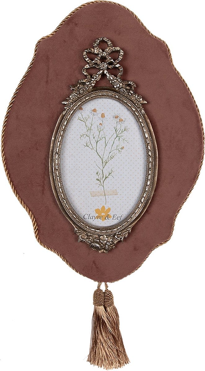 Clayre & Eef Fotolijst 10x15 cm Roze Goudkleurig Kunststof