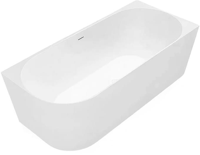 Rea - Badkuip - Bellanto slim 150 Right Wit + Witte stopkap - 150 x 74 x 58 cm