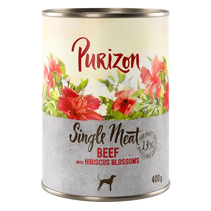 Purizon Single Meat 12 x 400 g - Rund met hibiscusbloesem
