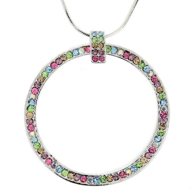 Behave - Zilverkleur ketting met ronde multicolor hanger - Everyday chic