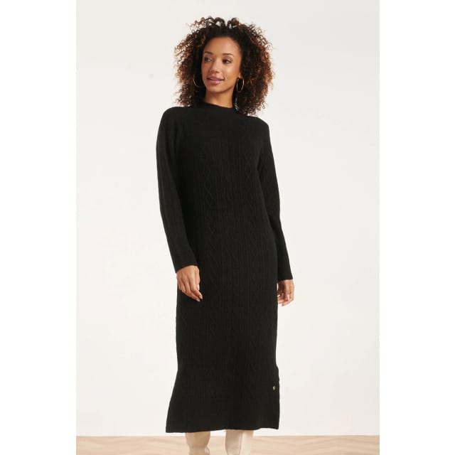 Smashed Lemon 24631 e gebreide midi jurk met kabelstructuur |
